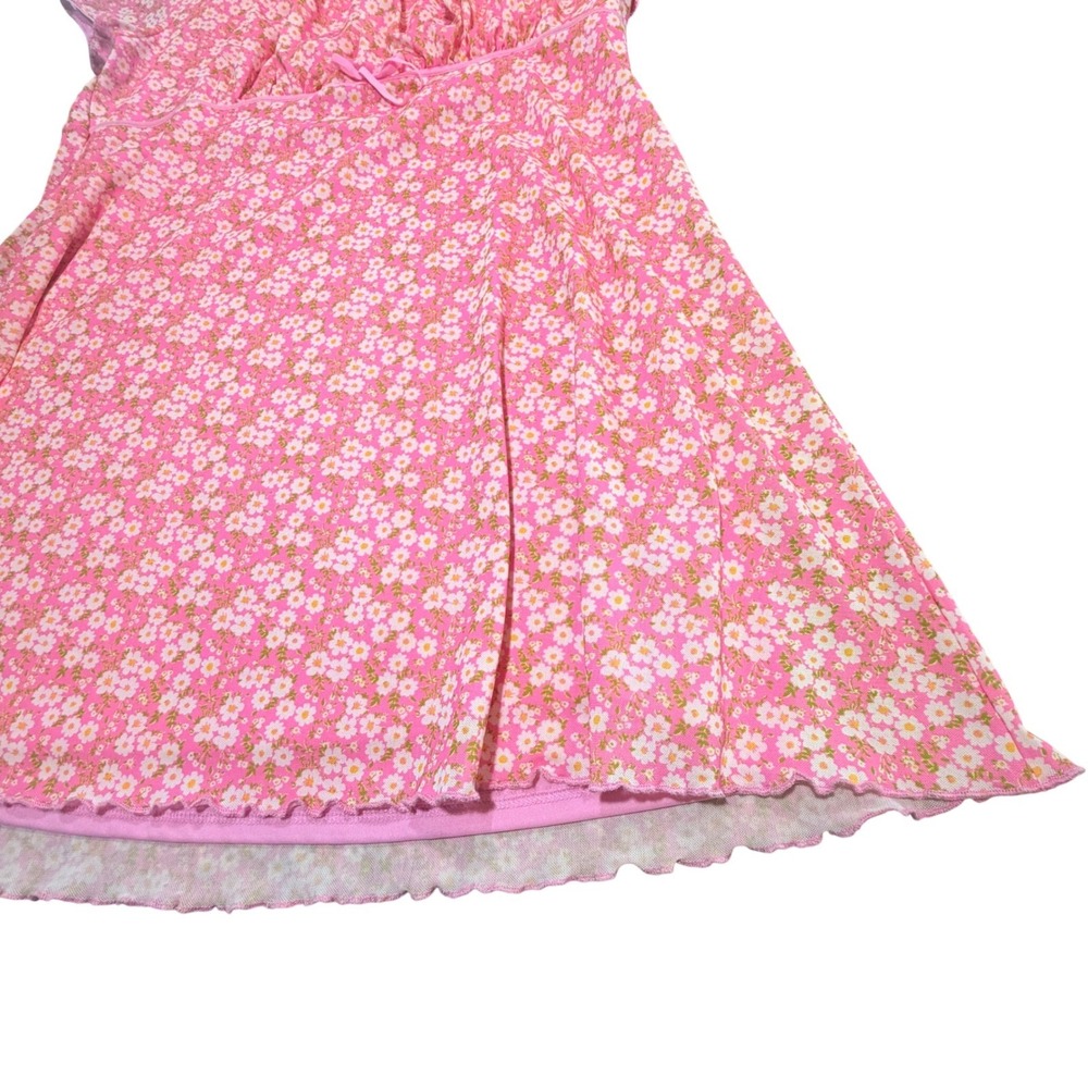 Forever 21 Plus Mesh Mini Dress Size 2X Pink Floral Stretch Coquette Cottagecore - Picture 2 of 9